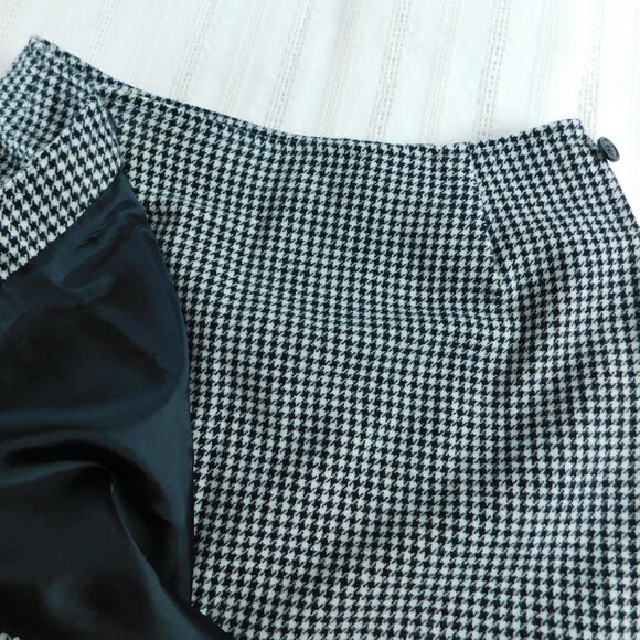 LizSport Liz Claiborne Wool Blend Black Houndstooth Wrap Skirt Sz 10 Vintage EUC - Picture 8 of 11